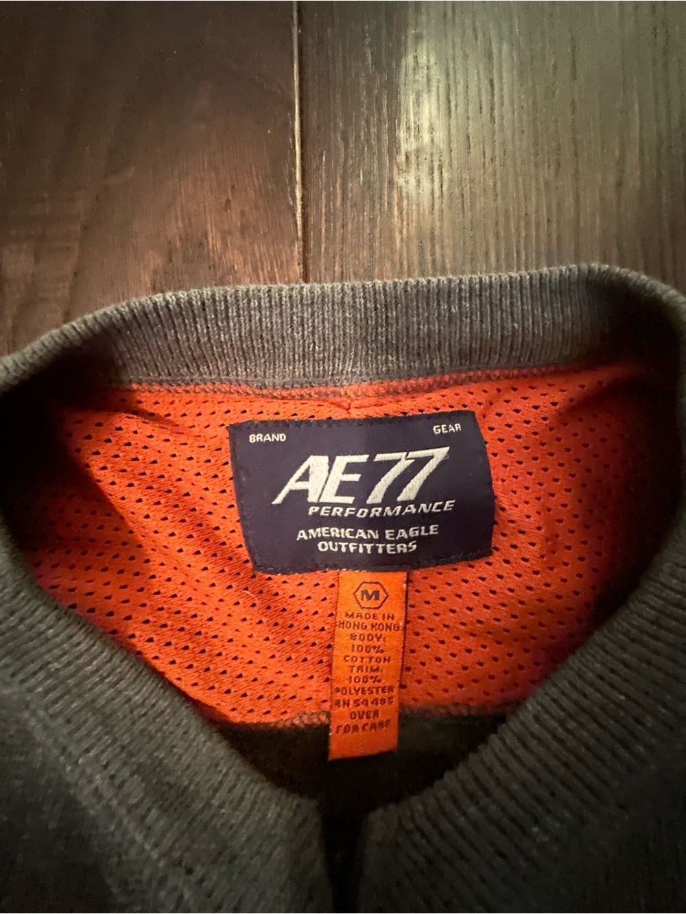 American Eagle Outfitters Men’s Gray Crewneck Sweater with Orange Lining